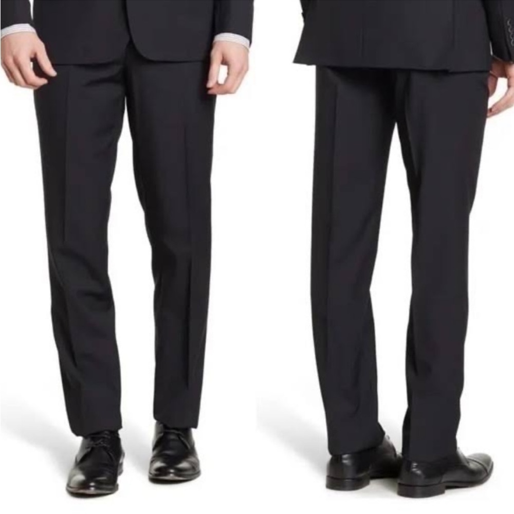 NWOT Zanetti Suit Dress Pants Flat Front Black Career Business Sz 38L